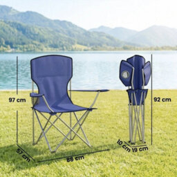 2X 120Kg Heavy Duty Folding Chair, Portable Outdoor Seat Camping Chair With Bag Blue - thumbnail 2