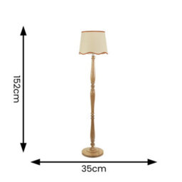 Valuelights Victoria Light Wood Candlestick Floor Lamp With Linen Scallop Rust Trim Tapered Shade - thumbnail 6