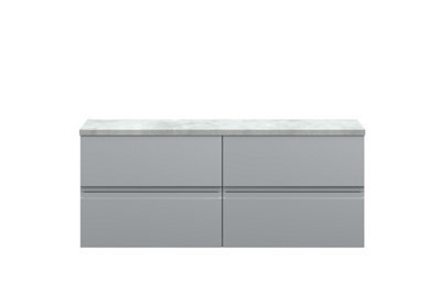 Hudson Reed Urban Satin Grey Wall Hung 4 Drawer Vanity Unit And Laminate Worktop With Silent Close, 522 X 1205 X 390 - image 1
