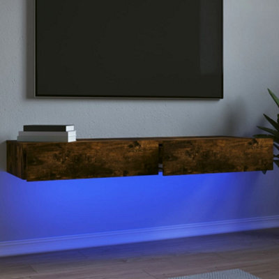 Berkfield Tv Cabinets With Led Lights 2 Pcs Smoked Oak 60X35X15.5 Cm - image 1