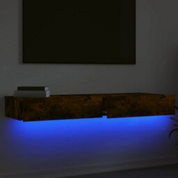 Berkfield Tv Cabinets With Led Lights 2 Pcs Smoked Oak 60X35X15.5 Cm - thumbnail 4