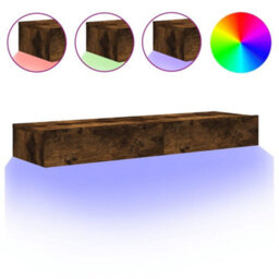 Berkfield Tv Cabinets With Led Lights 2 Pcs Smoked Oak 60X35X15.5 Cm - thumbnail 2