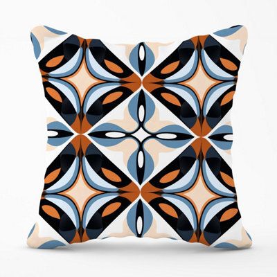 Warren Reed Designer Brown And Blue Geometric Pattern Outdoor Cushion 45Cm X 45Cm - image 1