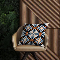 Warren Reed Designer Brown And Blue Geometric Pattern Outdoor Cushion 45Cm X 45Cm - thumbnail 2
