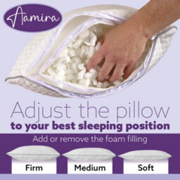 Aamira Premium Orthopaedic Shredded Memory Foam Bed Pillow 70X45Cm 2 Pack, Neck Back & Side Support, Bamboo Washable Cover - thumbnail 5