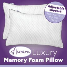 Aamira Premium Orthopaedic Shredded Memory Foam Bed Pillow 70X45Cm 2 Pack, Neck Back & Side Support, Bamboo Washable Cover - thumbnail 9