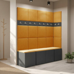 Orion Ii Hallway Set Graphite Shoe Cabinet Hangers Yellow Panels