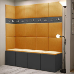 Orion Ii Hallway Set Graphite Shoe Cabinet Hangers Yellow Panels - thumbnail 2
