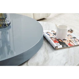 Furniture in Fashion Triplo Round Rotating Coffee Table Grey Magnesia Marble Effect - thumbnail 7