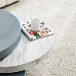 Furniture in Fashion Triplo Round Rotating Coffee Table Grey Magnesia Marble Effect - thumbnail 6