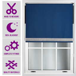 Furnished Diamante Edge Blackout Roller Blinds Made To Measure - Navy Blue (W)60Cm X (L)165Cm - thumbnail 1