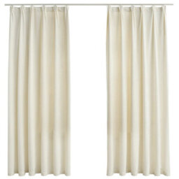 Berkfield Elegant Blackout Curtains 2 Pcs With Hooks Velvet Cream 140X175 Cm