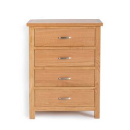 London Oak 4 Drawer Chest Fully Assembled - By Roseland Furniture - thumbnail 3