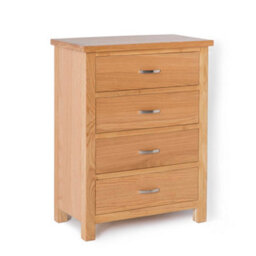 London Oak 4 Drawer Chest Fully Assembled - By Roseland Furniture - thumbnail 1