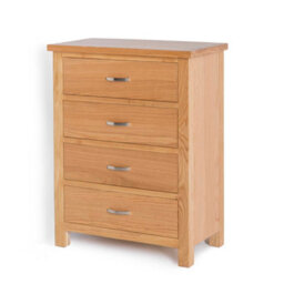 London Oak 4 Drawer Chest Fully Assembled - By Roseland Furniture - thumbnail 4
