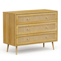 3 Drawer Natural Rattan Chest Of Drawers Bedroom Storage Organiser - thumbnail 1