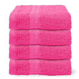 Ohs 4 Pack Of 100% Cotton Hand Towel, 50 X 80Cm - Bright Pink