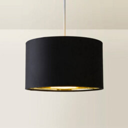Valuelights Reni Black Velvet & Gold Inner Drum Ceiling Lamp Shade And Bulb (D)25Cm - thumbnail 6