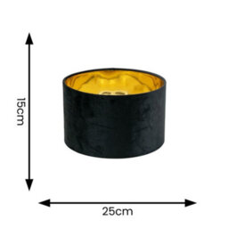 Valuelights Reni Black Velvet & Gold Inner Drum Ceiling Lamp Shade And Bulb (D)25Cm - thumbnail 8