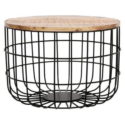 Buttercup Farm Surrey Wire Coffee Table With Removable Top - Solid Mango Wood/metal - L60 X W60 X H40 Cm - image 1