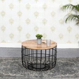 Buttercup Farm Surrey Wire Coffee Table With Removable Top - Solid Mango Wood/metal - L60 X W60 X H40 Cm - thumbnail 3
