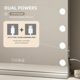 Fascinate Pro-Studio Hollywood Mirror 15 Led White Tempered Glass Usb-C Charging Bathroom & Vanity Mirror Wall Mounted 58X48Cm - thumbnail 9