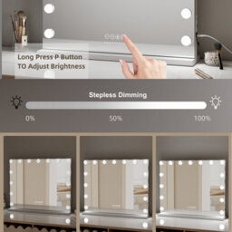 Fascinate Pro-Studio Hollywood Mirror 15 Led White Tempered Glass Usb-C Charging Bathroom & Vanity Mirror Wall Mounted 58X48Cm - thumbnail 4
