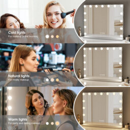 Fascinate Pro-Studio Hollywood Mirror 15 Led White Tempered Glass Usb-C Charging Bathroom & Vanity Mirror Wall Mounted 58X48Cm - thumbnail 3