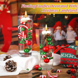 Amorly Christmas Vase Filler Pearls, Red Green Peppermint Swirl Candy Cane Ornaments For Table Centrepieces And Holiday Party Decorations - thumbnail 4