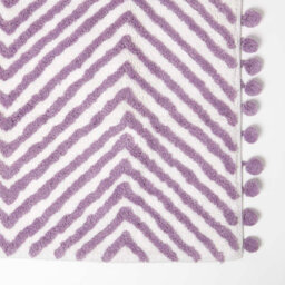 Homescapes Lilac Cotton Bath Mat Tufted Zig Zag With Pom Pom Edges 50 X 80 Cm - thumbnail 2