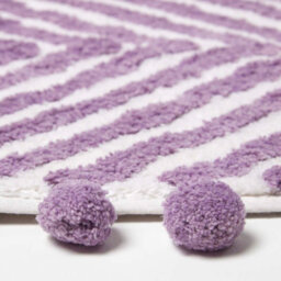 Homescapes Lilac Cotton Bath Mat Tufted Zig Zag With Pom Pom Edges 50 X 80 Cm - thumbnail 3