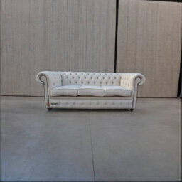 Chesterfield Original 3 Seater Sofa Settee Zoe Plain Parchment Cream Fabric In Classic Style - thumbnail 6