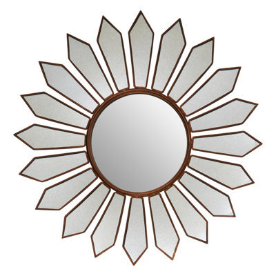 Orsina Luxe Antique Gold Petal Wall Mirror, Boutique-Inspired Decorative Mirror, Unique Gold Finish Accent Mirror - image 1