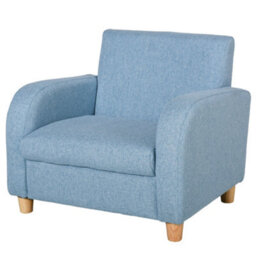 Homcom Linen Child Armchair Wood Frame W/ Padding Seat Low-Rise Bedroom Blue - thumbnail 2