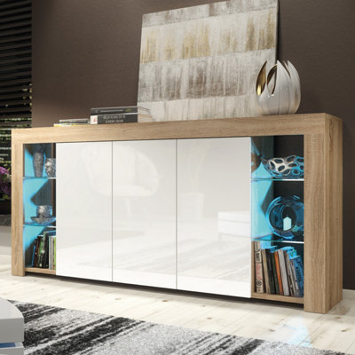 Sideboard Eden 164Cm - Oak & White Gloss Doors - image 1