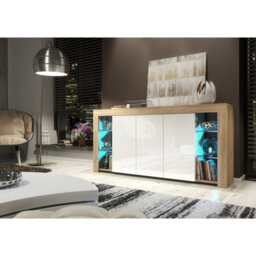 Sideboard Eden 164Cm - Oak & White Gloss Doors - thumbnail 2