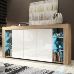 Sideboard Eden 164Cm - Oak & White Gloss Doors - thumbnail 1