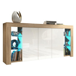 Sideboard Eden 164Cm - Oak & White Gloss Doors - thumbnail 4