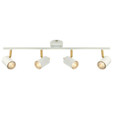 Led Tilting Ceiling Spotlight White & Brass 4 Bulb Kitchen Island Bar Down Light - image 1