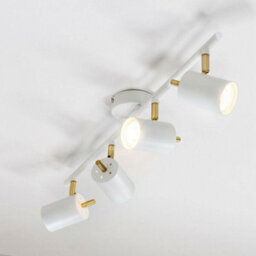 Led Tilting Ceiling Spotlight White & Brass 4 Bulb Kitchen Island Bar Down Light - thumbnail 4