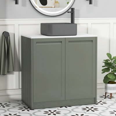 Royal Bathrooms Royal Bathroom Elmore 800mm Matt Green Freestanding Countertop Bathroom Vanity Unit 2 Door With Art Square Basin - image 1