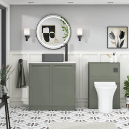 Royal Bathrooms Royal Bathroom Elmore 800mm Matt Green Freestanding Countertop Bathroom Vanity Unit 2 Door With Art Square Basin - thumbnail 5