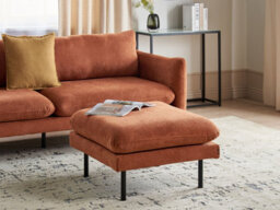Beliani Ottoman Vinterbro Chenille Golden Brown - thumbnail 2