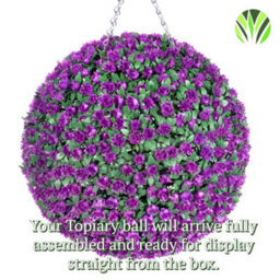 Pair Of Best Artificial  38Cm Purple Rose Hanging Basket Flower Topiary Ball - Suitable For Outdoor Use - Weather & Fade Resistant - thumbnail 7