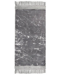 Beliani Modern Glam Low-Pile Viscose Area Rug Grey 80 X 150 Cm With Fringes - thumbnail 1