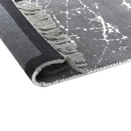 Beliani Modern Glam Low-Pile Viscose Area Rug Grey 80 X 150 Cm With Fringes - thumbnail 5