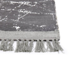 Beliani Modern Glam Low-Pile Viscose Area Rug Grey 80 X 150 Cm With Fringes - thumbnail 3