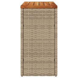 Berkfield Garden Side Table With Wooden Top Beige 58X27.5X55 Cm Poly Rattan - thumbnail 6