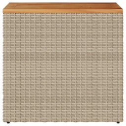 Berkfield Garden Side Table With Wooden Top Beige 58X27.5X55 Cm Poly Rattan - thumbnail 5