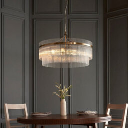 Luminosa Lighting Luminosa Marietta Grand Pendant Ceiling Light Antique Brass Plate, Clear Glass, 7X E14 - thumbnail 2